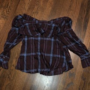 Plaid Off The Shoulder Top